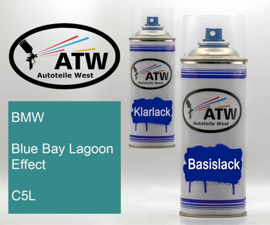 BMW, Blue Bay Lagoon Effect, C5L: 400ml Sprühdose + 400ml Klarlack - Set, von ATW Autoteile West.